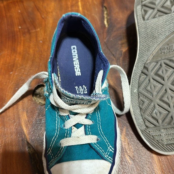 Converse One Star Kids Size 1 Turquoise Low Top Sneakers - Picture 4 of 5